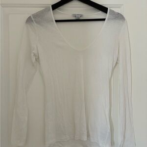 James Perse Classic White Long Sleeve Tee